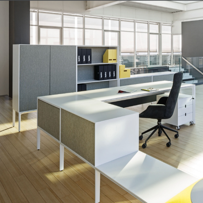 Système de rangement de bureau ADD S | Portes en L + ouverture en L + deux tiroirs doubles en S