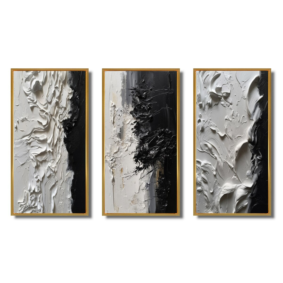 Designart Blanc et Noir Tranquility Unleashed III Abstrait Marbre Encadré Art Mural Ensemble De 3 Pour Décoration De Bureau