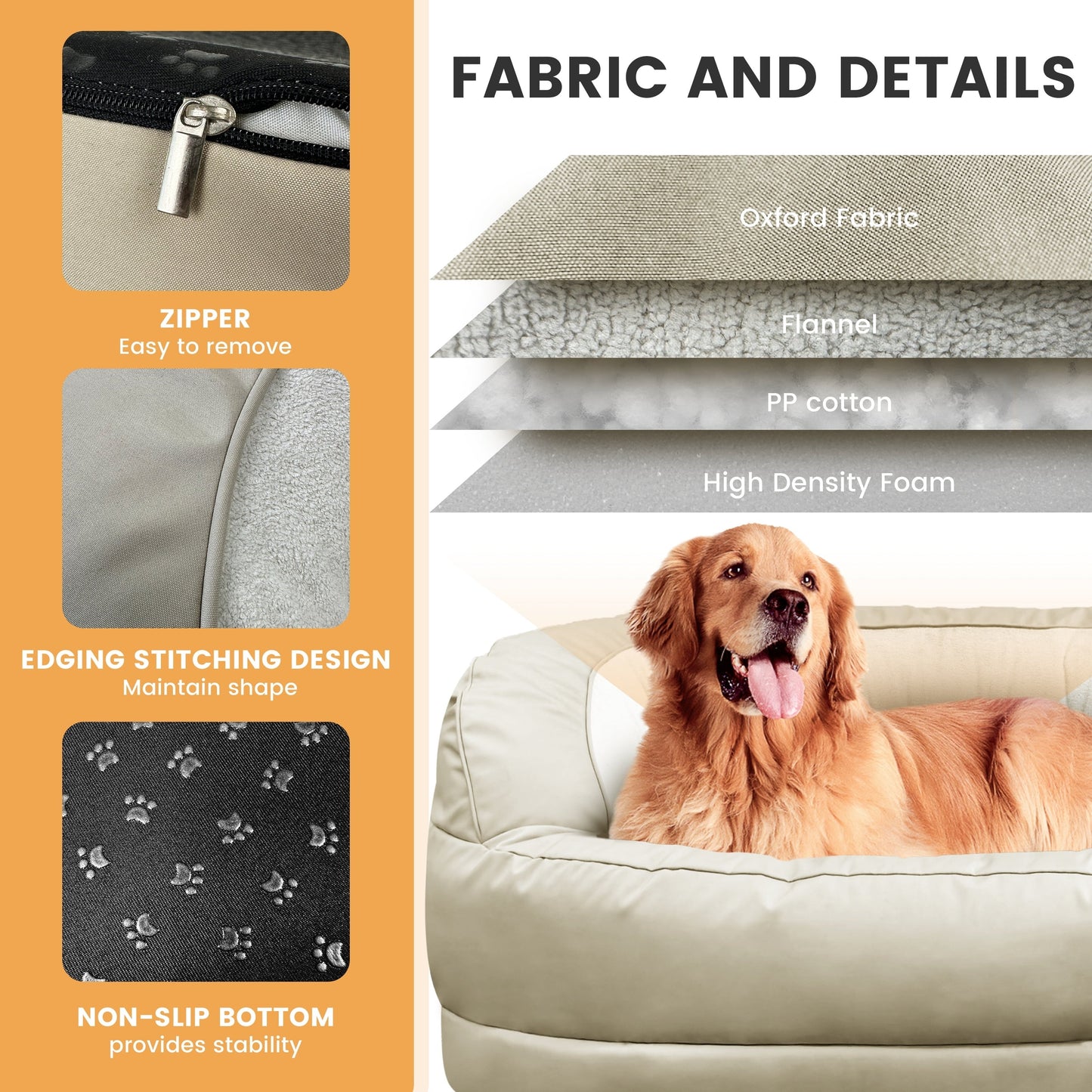 WOWMAX Lit orthopédique imperméable en mousse pour chien de grande taille