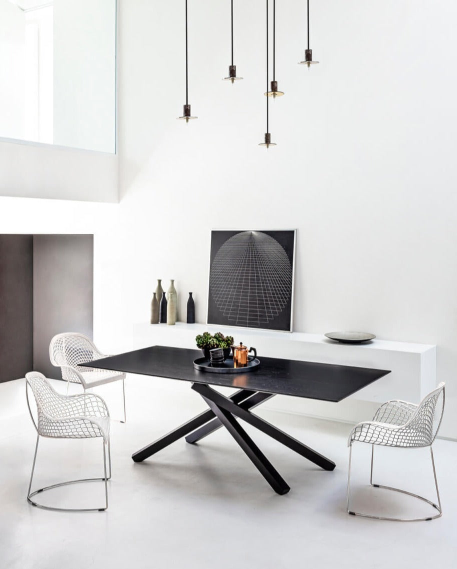 Fauteuil Guapa en cuir chromé/peau blanche