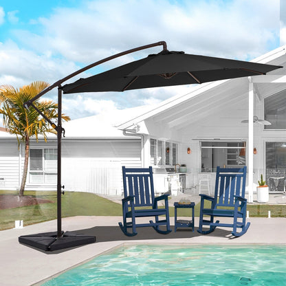 Parasol déporté à manivelle en acier de 10 pieds avec base lestée