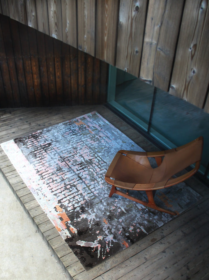 Tapis mural patiné tufté à la main