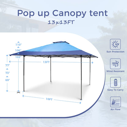 Gazebo de jardin renforcé escamotable avec rideau d'angle élégant - 13 x 13 pi