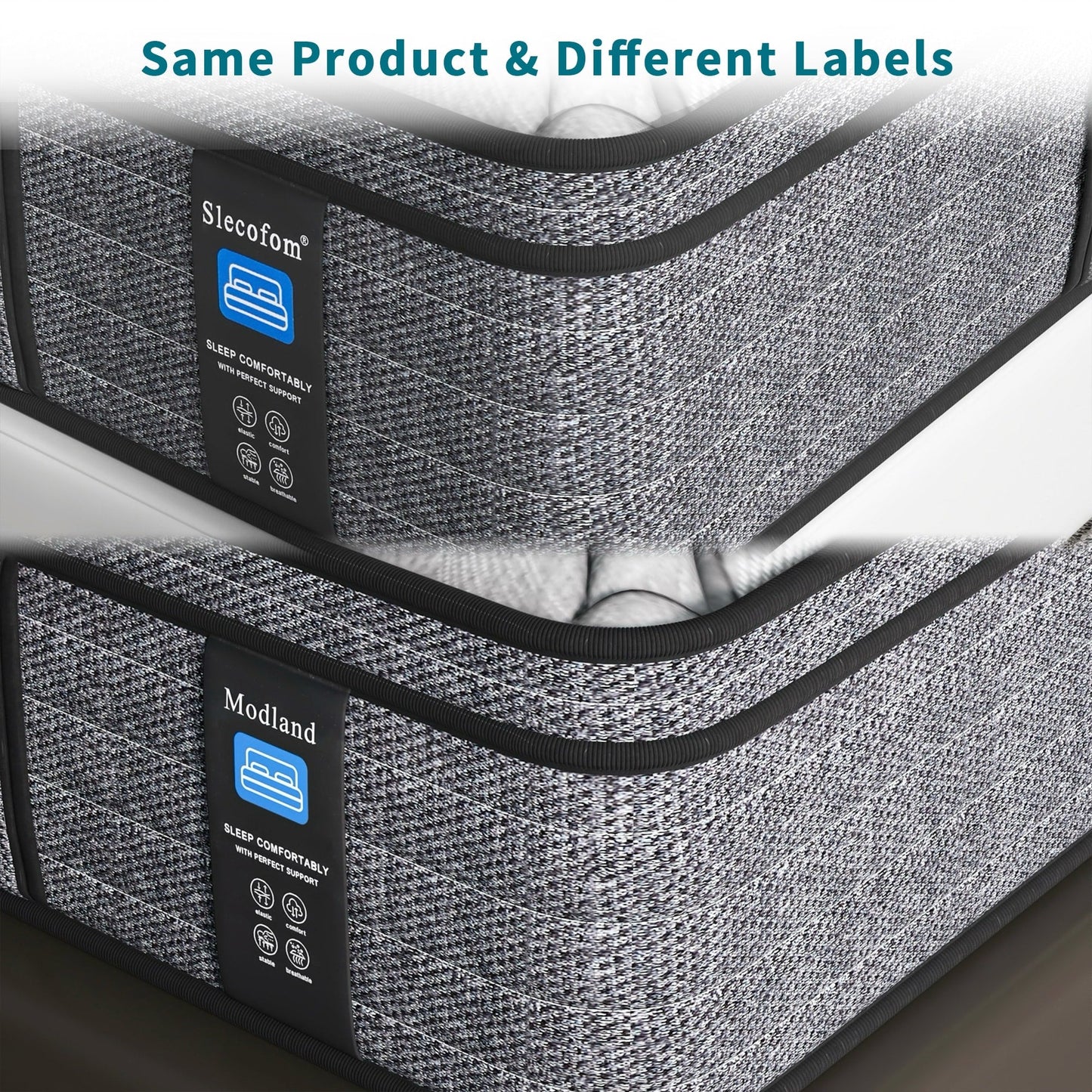 Matelas hybride Modland 14 pouces, plateau Euro - Mousse CertiPUR-US ignifuge pour soulager les maux de dos, lit simple/double/queen/king size