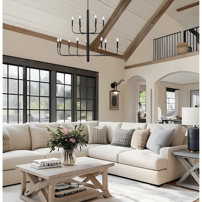 Lustre chandelier minimaliste à 15 lumières, 2 niveaux, design ancien - 48