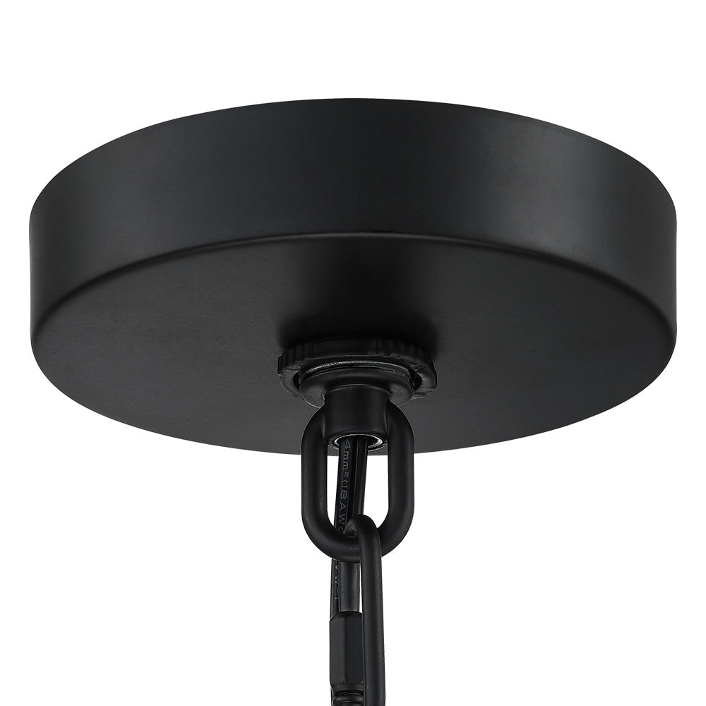 Suspension tambour traditionnelle en rotin naturel à 4 lumières avec auvent noir - Noir/terre - 50,8 cm de largeur