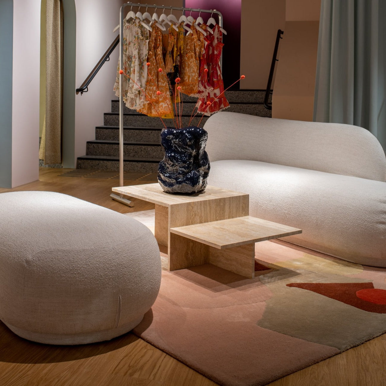 Tapis touffeté à la main Rosè