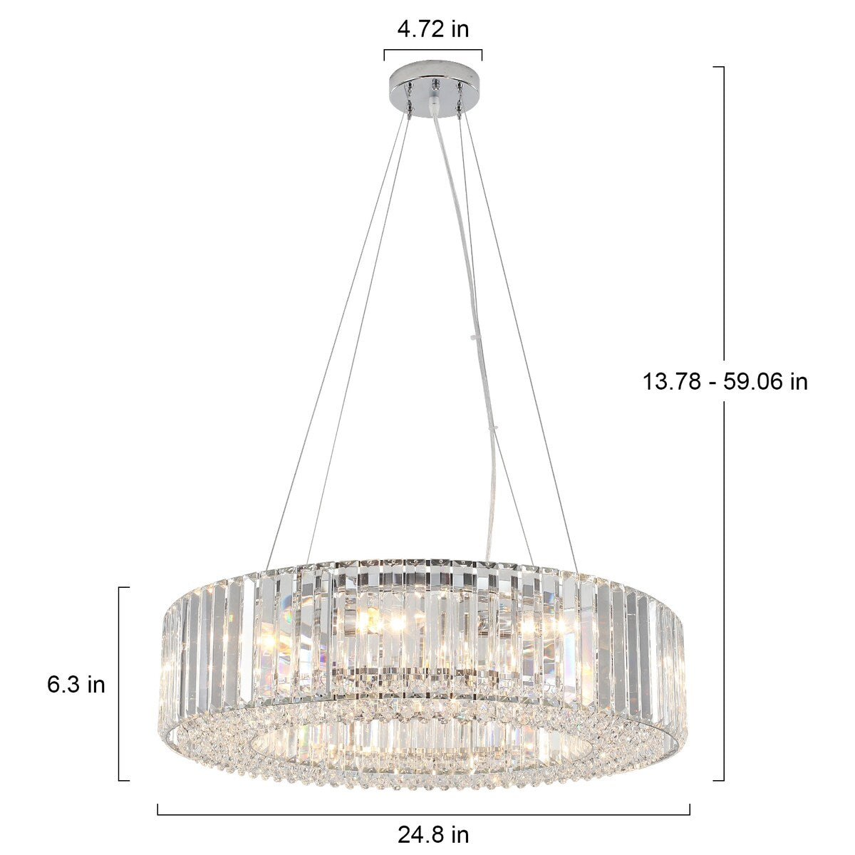 Lustre de ferme de 63 cm à 8 lumières, lustre en cristal, lustre tambour pour salle à manger, salon, chambre à coucher, cuisine