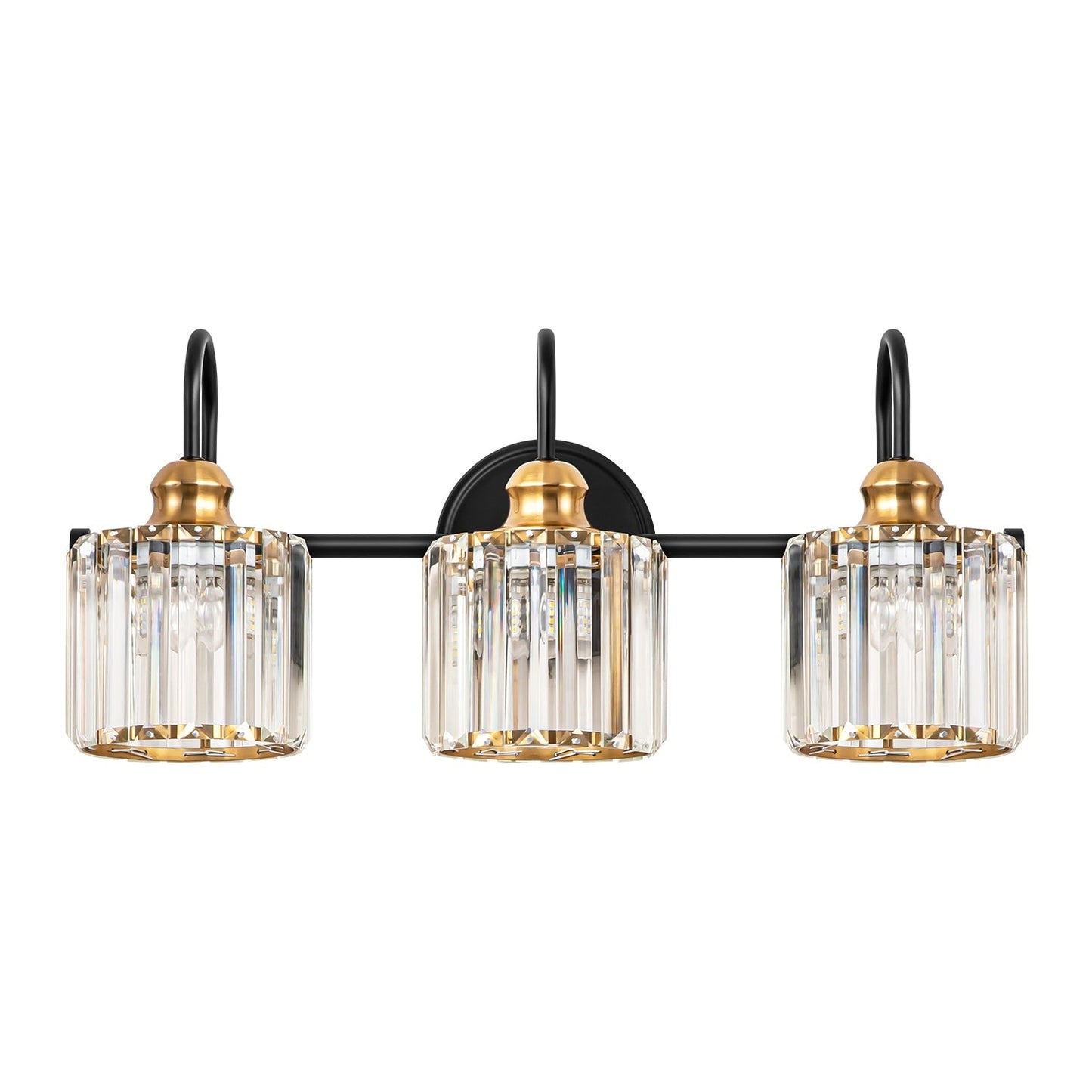 Applique murale de salle de bain moderne à 3/4 lumières, en cristal, à intensité variable, style glamour, linéaire, au-dessus du miroir