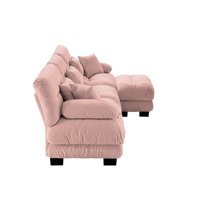 Canapé modulable 3 places, canapé profond en forme de nuage en L avec pouf convertible pour le salon