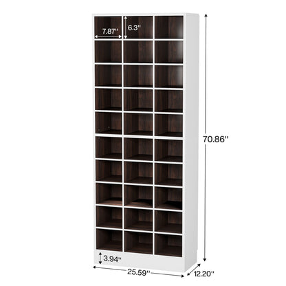 Meuble à chaussures haut 30 paires, 10 niveaux, en bois blanc, pour placard, entrée