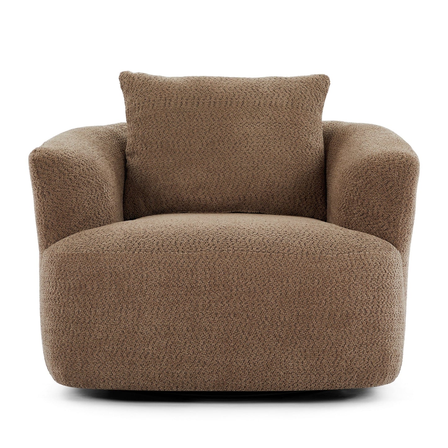 Fauteuil pivotant à 360°, fauteuil d'appoint Boucle 38,2 avec coussin décoratif, fauteuil tonneau rembourré avec accoudoirs incurvés