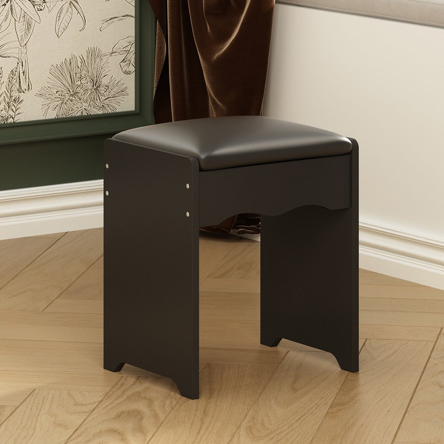 Ensemble de coiffeuse de maquillage de 39,4 po de largeur avec tabouret et miroir