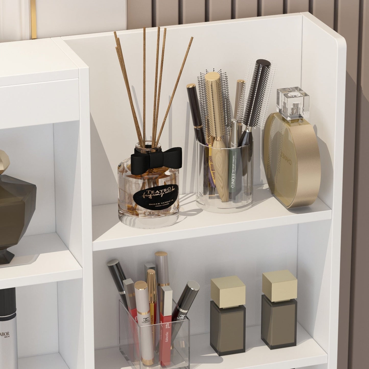 Ensemble de coiffeuse de maquillage de 39,4 po de large avec tabouret et miroir