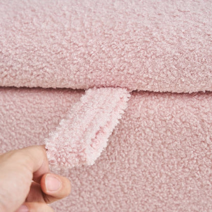 Banc ottoman de rangement en sherpa blanc cassé, repose-pieds, pour salon, chambre à coucher, pieds en bois