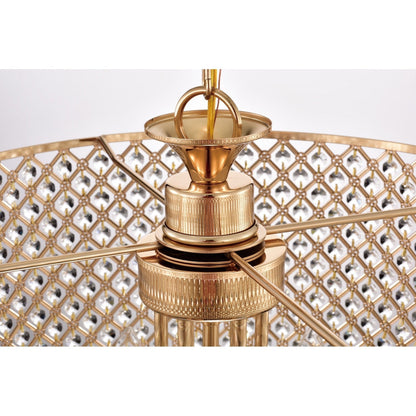 Lustre tambour à perles rondes avec cristaux suspendus