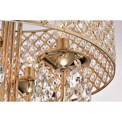 Lustre tambour à perles rondes avec cristaux suspendus