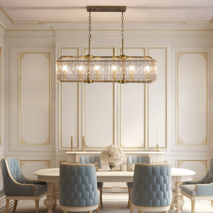 Lustre rectangulaire en cristal moderne linéaire de 40 po, 16 lumières, en laiton doré, pour salle à manger, salon, cuisine, îlot central