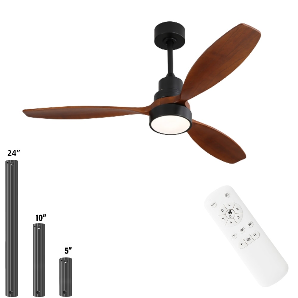 Ventilateur de plafond à LED intégré 48 et 52 pouces avec lumière et télécommande, moteur CC réversible