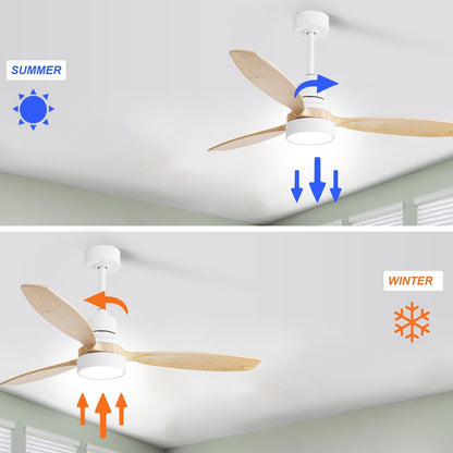 Ventilateur de plafond à LED intégré 48 et 52 pouces avec lumière et télécommande, moteur CC réversible