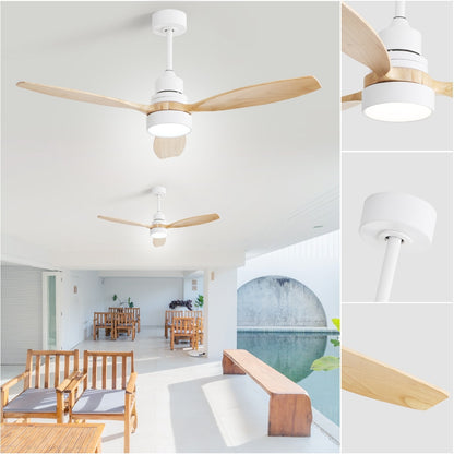 Ventilateur de plafond à LED intégré 48 et 52 pouces avec lumière et télécommande, moteur CC réversible
