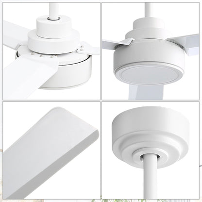 Ventilateur de plafond moderne en bois massif/ABS de 52 pouces avec télécommande (sans lumière), 6 vitesses de vent, flux d'air réversible