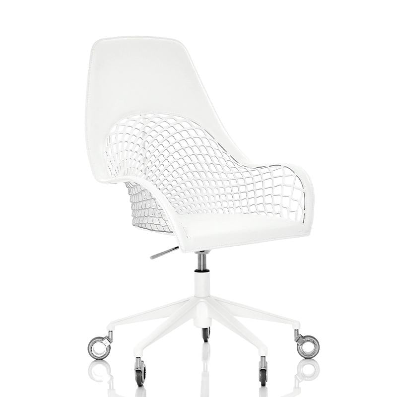 Chaise de bureau Guapa en cuir blanc