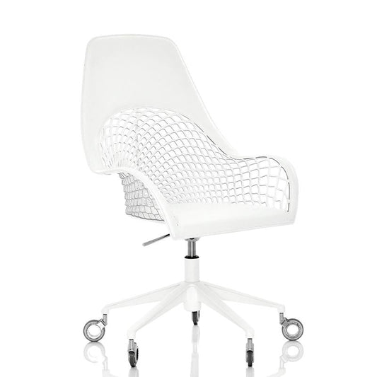 Chaise de bureau Guapa en cuir blanc