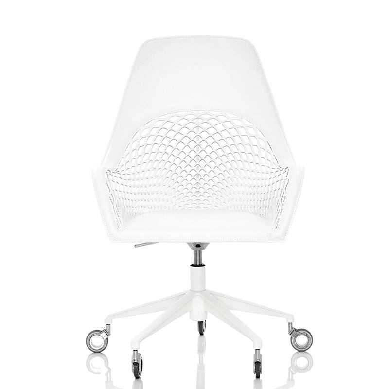 Chaise de bureau Guapa en cuir blanc