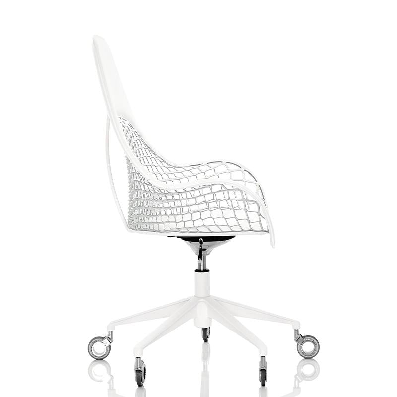 Chaise de bureau Guapa en cuir blanc
