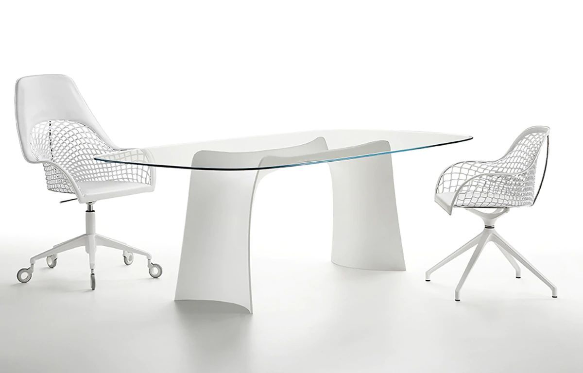 Chaise de bureau Guapa en cuir blanc