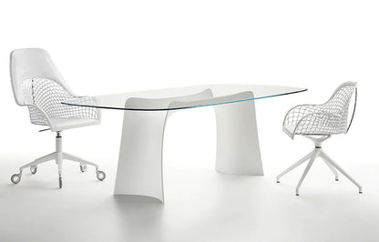 Chaise de bureau Guapa en cuir blanc
