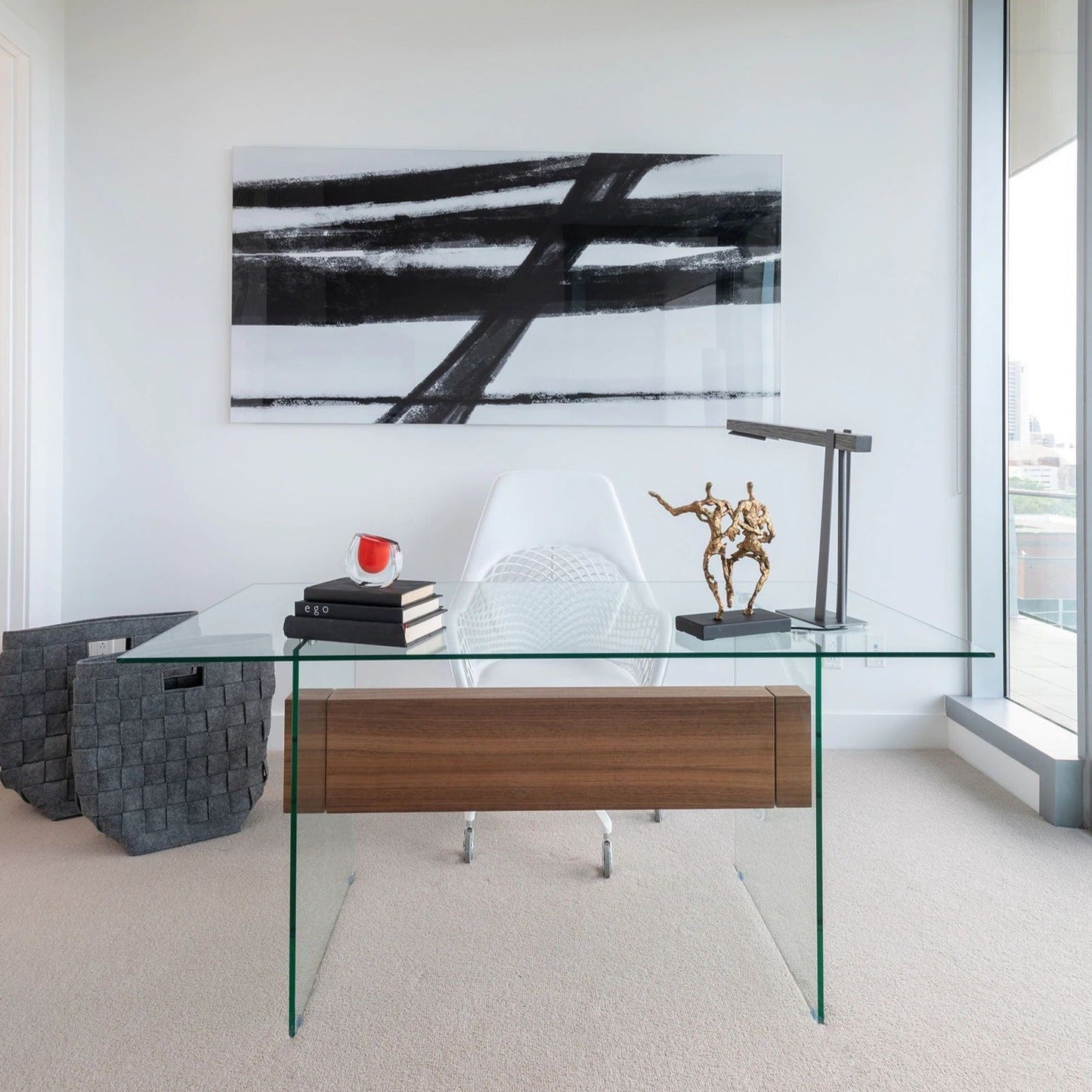 Chaise de bureau Guapa en cuir blanc