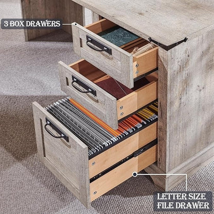 Bureau de direction en L de style ferme, bureau d'angle en bois, bureau d'ordinateur