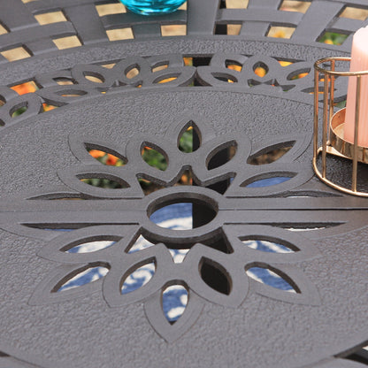 Ensemble de salle à manger/salle à manger de patio en aluminium moulé MAISON ARTS avec table à manger ronde et 6 chaises de patio en aluminium moulé