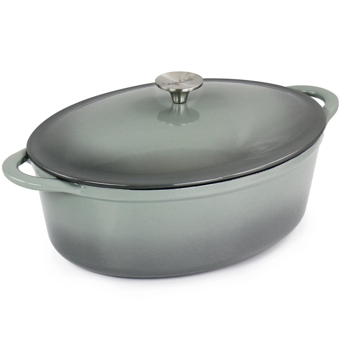 Cocotte ovale en fonte émaillée de 7 litres, couleur Storm Cloud