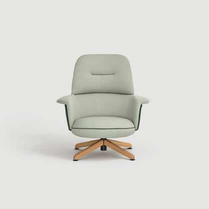 Chaise longue rembourrée Ulis avec base en bois de chêne