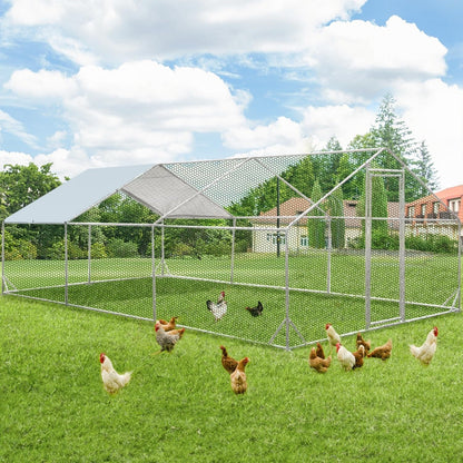 AECOJOY Grand poulailler en métal avec cage à poulets en métal
