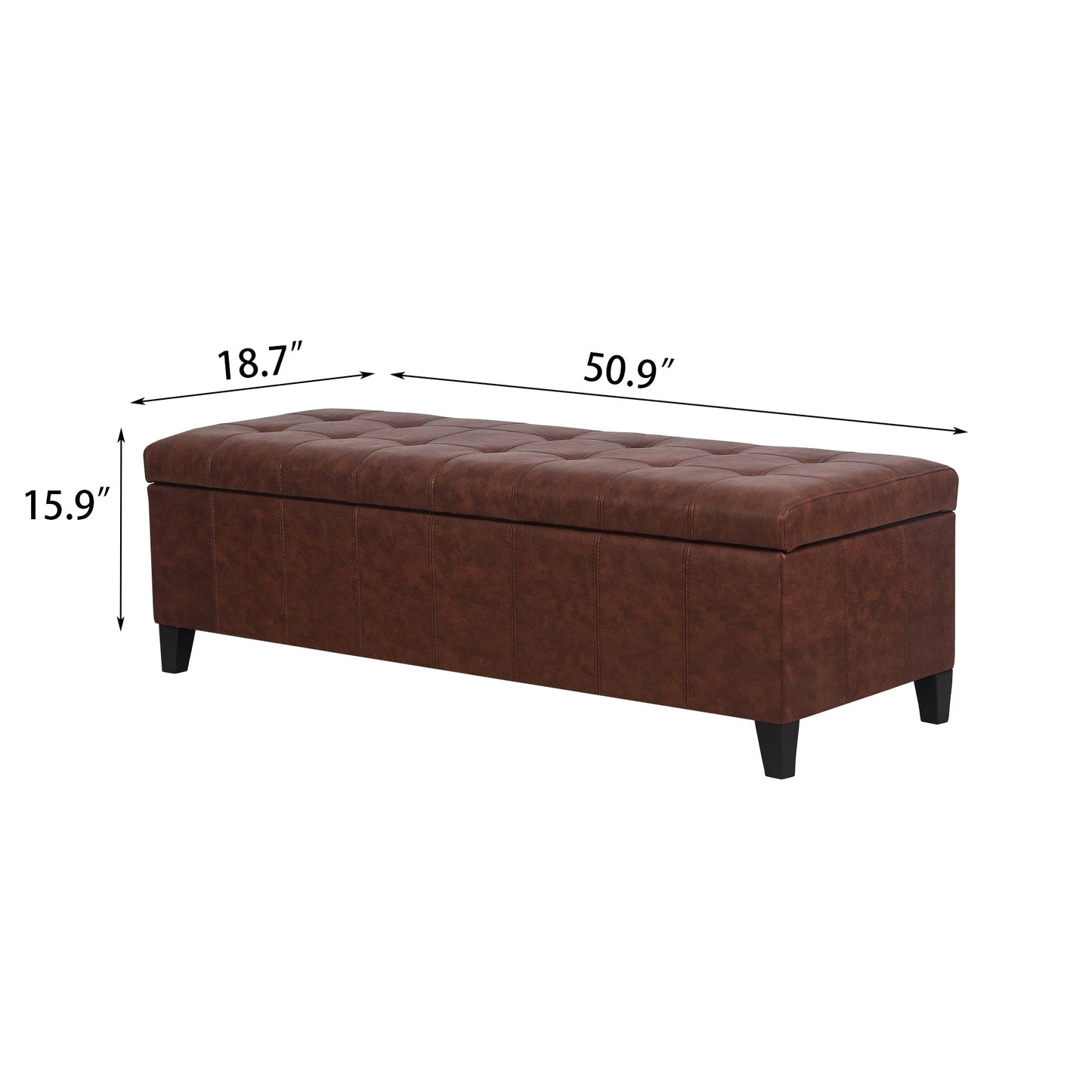 Banc ottoman de rangement en cuir reconstitué Adeco 50