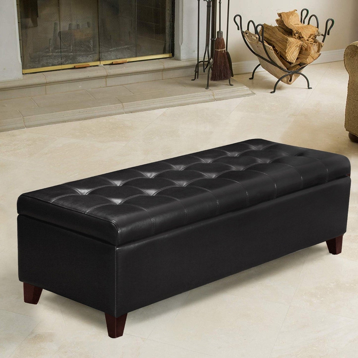 Banc ottoman de rangement en cuir reconstitué Adeco 50