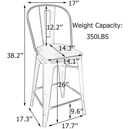 Tabourets de bar de ferme Andeworld, ensemble de 4 tabourets de bar à hauteur de comptoir - Ensemble de 4