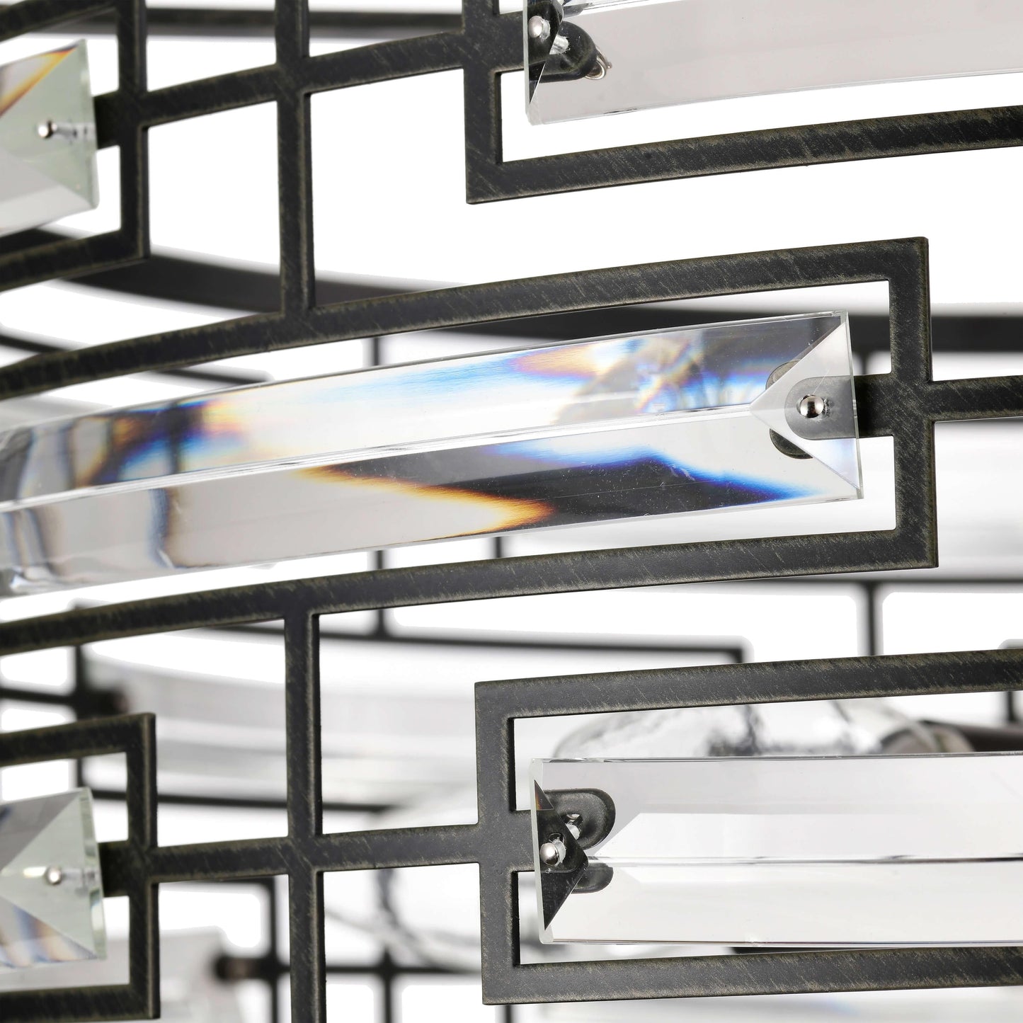 Lustre à abat-jour tambour Anita avec prisme en verre transparent