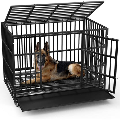 Cage pour chien Bossin 48/38 pouces, robuste et indestructible, cage anti-évasion avec roues verrouillables