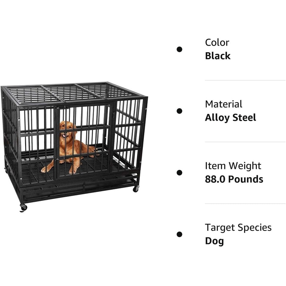 Cage pour chien Bossin 48/38 pouces, robuste et indestructible, cage anti-évasion avec roues verrouillables