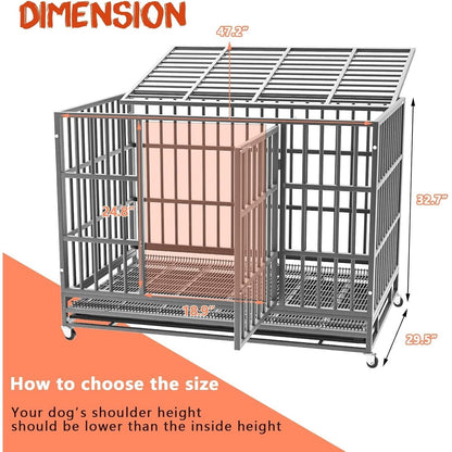 Cage pour chien Bossin 48/38 pouces, robuste et indestructible, cage anti-évasion avec roues verrouillables