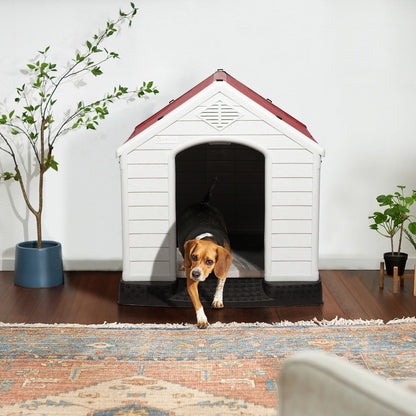 Niche en plastique Bossin pour chiens de petite et grande taille, niche isolée pour l'intérieur et l'extérieur, abri pour chiots avec plancher surélevé