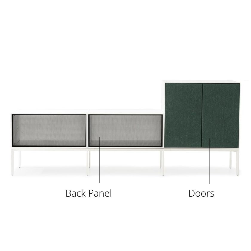 Système de rangement de bureau ADD S | Portes doubles ouvertes S + portes M