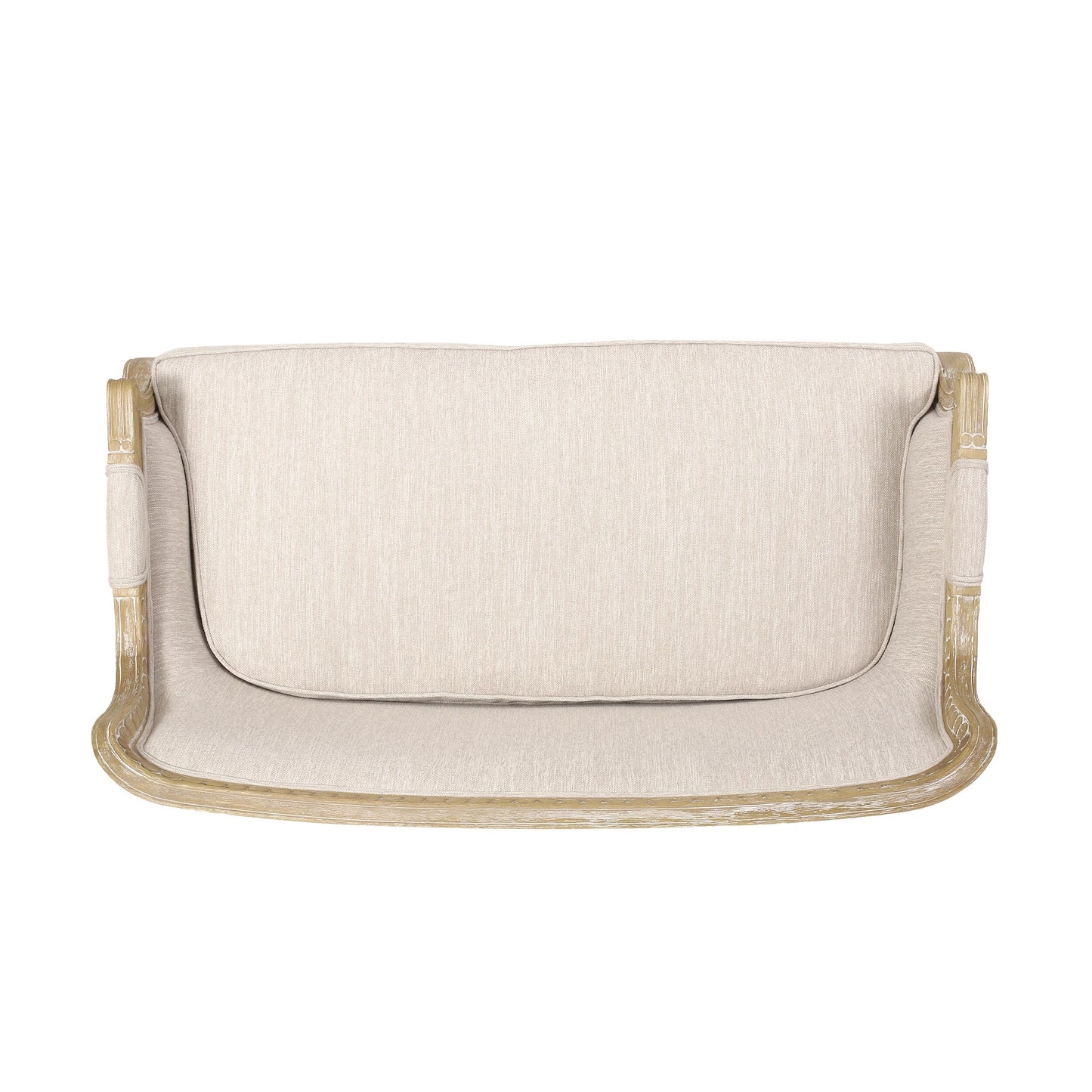 Canapé causeuse en bois beige et brun avec cadre en bois d'hévéa