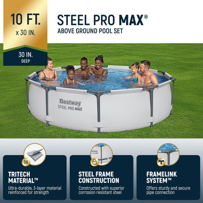 Piscine extérieure hors sol ronde Bestway Steel Pro MAX 10'x30 avec pompe - 10 pi x 30 po