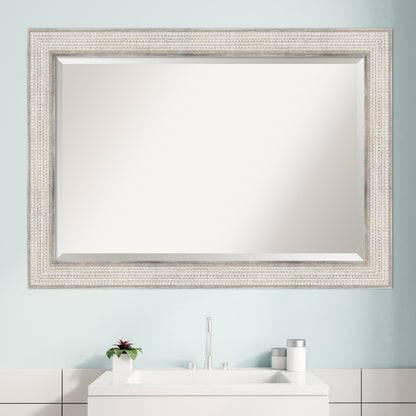 Miroir mural de salle de bain en bois biseauté - Cadre argenté Treillis - Argent Treillis